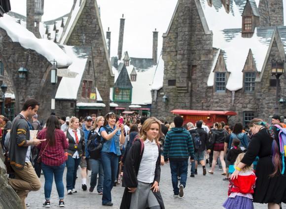 Fans discover Hogsmeade at the Grand Opening of the 'Wizarding World of Harry Potter' to the public at Universal Studios Hollywood, in Universal City, Calif. on Apr. 7, 2016. (VALERIE MACON/AFP/Getty Images)