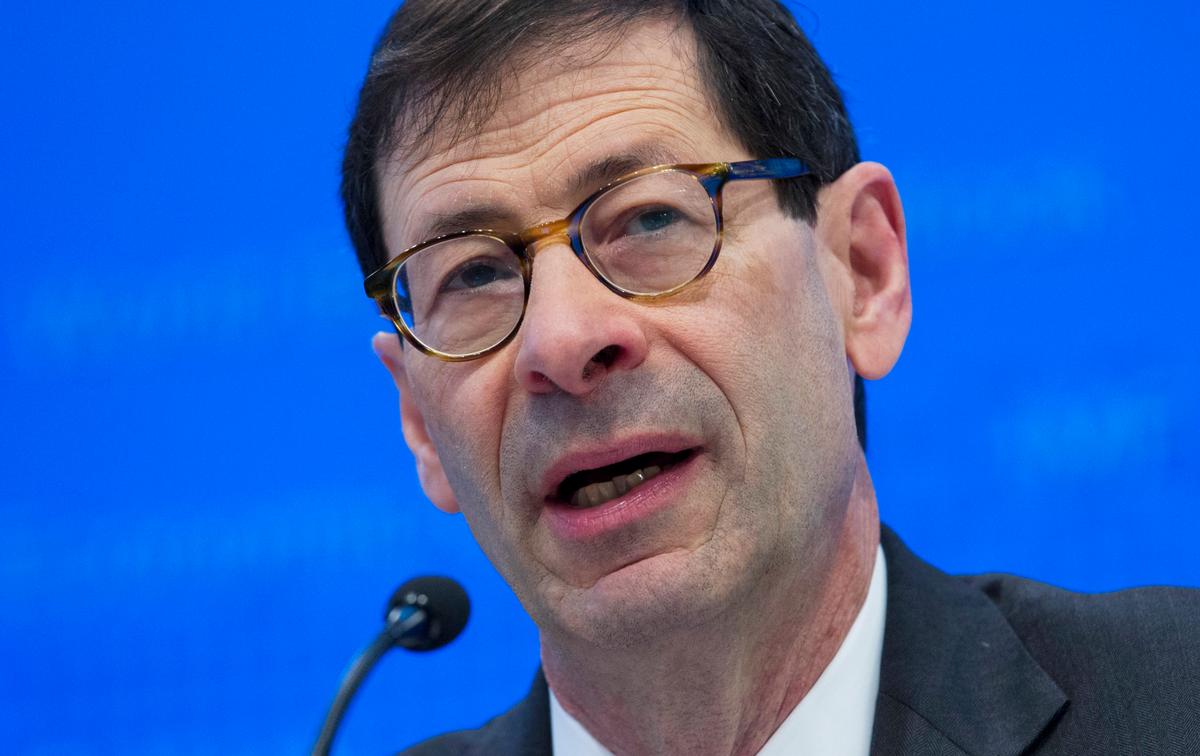 International Monetary Fund Economic Counsellor Maurice Obstfeld at a news conference during the World Bank/IMF Annual Meetings, at IMF headquarters in Washington.<br/>(AP Photo/Jose Luis Magana)
