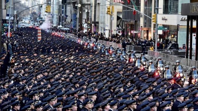 NYPD Detective Steven McDonald funeral procession, Fifth Avenue, NYC, Jan. 13, 2017. (Courtesy NYPD News)