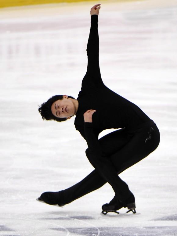 In this file photo, Nathan Chen of the United States, performs during the men's free skating program at the Finlandia Trophy figure skating competition in Espoo, Finland. (Martti Kainulainen/Lehtikuva via AP)