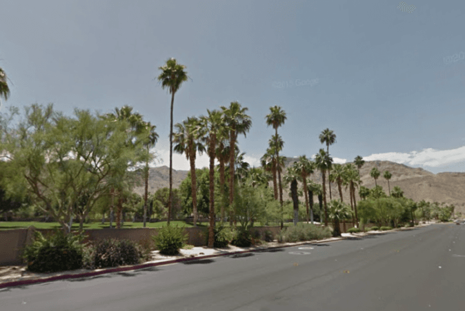 A screenshot shows a street in Rancho Mirage (Note: This isn't where the Obama home is located) (Google Maps)