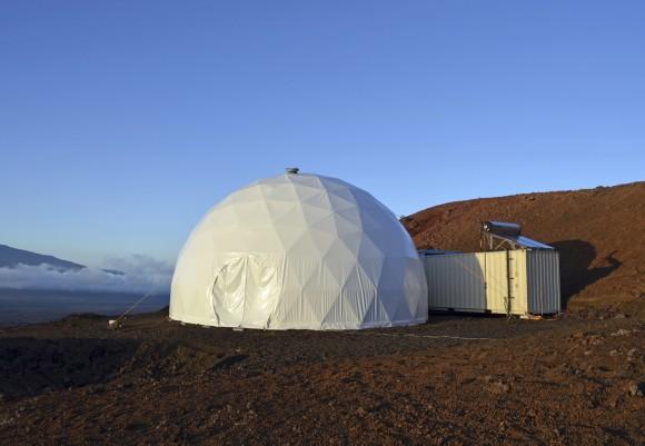 Domed structure that will house six researchers for eight months in an environment meant to simulate an expedition to Mars, on Mauna Loa on the Big Island of Hawaii, on April 25, 2013. (Sian Proctor/University of Hawaii via AP)