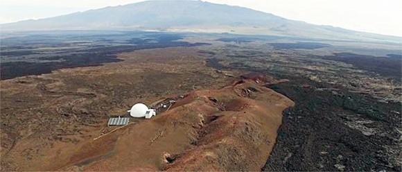 Domed structure that will house six researchers for eight months in an environment meant to simulate an expedition to Mars, on Mauna Loa on the Big Island of Hawaii on April 25, 2013. (Sian Proctor/University of Hawaii via AP)