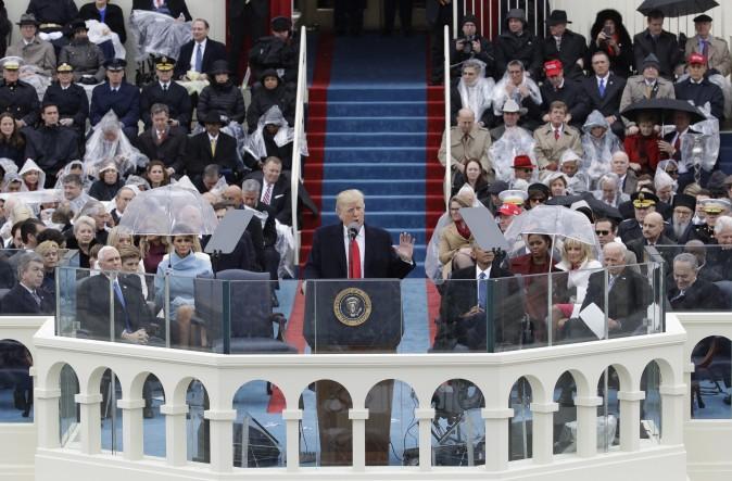 President Donald Trump delivers his inaugural address after being sworn in as the 45th president of the United States during the 58th Presidential Inauguration at the U.S. Capitol on Jan. 20, 2017. (AP Photo/Patrick Semansky)