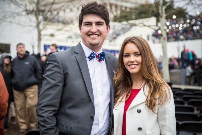 John McClure with his girlfriend Alex came from London, Ky., to be a part of what he called a "historic inauguration" of President Donald Trump. (Benjamin Chasteen/Epoch Times)
