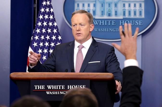 White House Press Secretary Sean Spicer holds the daily press briefing in the James Brady Press Briefing Room at the White House in Washington, DC on Jan. 23, 2017. (Chip Somodevilla/Getty Images)