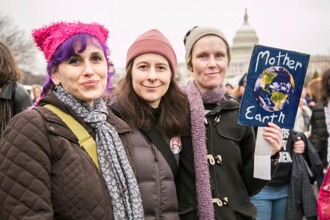 Maddi Wallach (R) and Estelle L'heureux (L) from Maine at the Women's March on Washington on Jan. 21. (Benjamin Chasteen/Epoch Times)