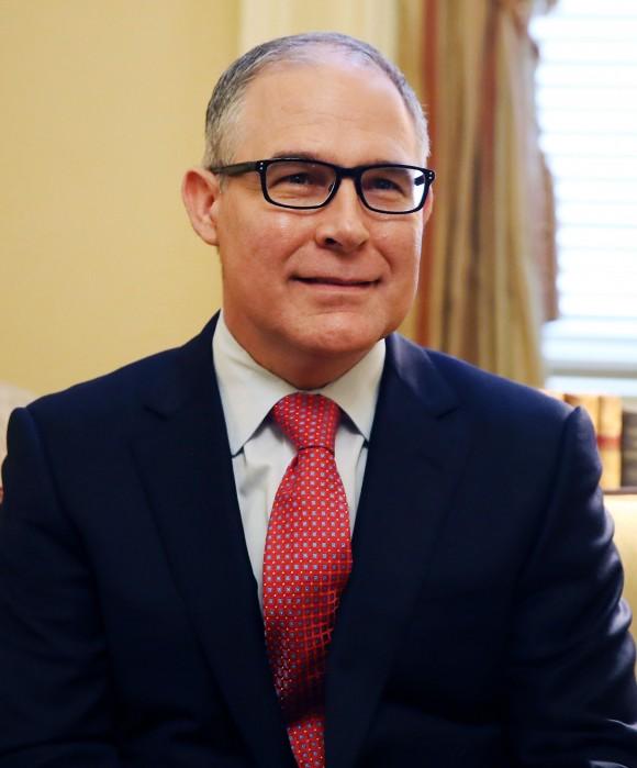 Oklahoma Attorney General and President-elect Donald Trump's nominee to head the Environmental Protection Agency (EPA), Scott Pruitt, meets with Senate Majority Leader Mitch McConnell (R-KY), on Capitol Hill Jan. 6, 2017 in Washington, DC. (Mark Wilson/Getty Images)