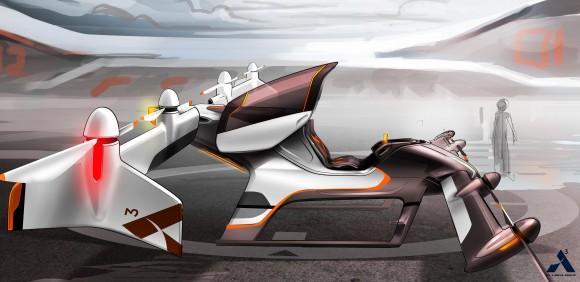 This artist rendering provided by Airbus shows a vehicle in their flying car project, Vahana. (Airbus via AP)