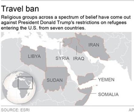 Seven countries were targeted by the ban.