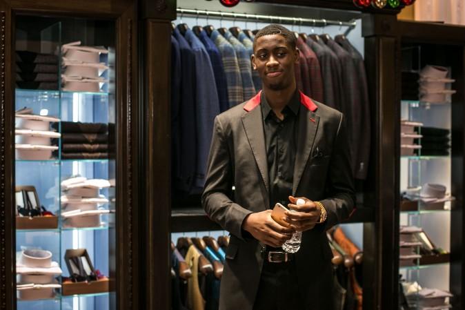 Brand ambassador Brooklyn Net Caris LeVert at the Eredi Pisanò boutique event which is celebrating 15 years on Madison Avenue in New York on Dec. 21, 2016. (Benjamin Chasteen/Epoch Times)