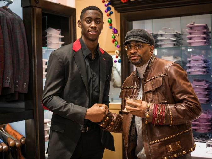 Brand ambassador Brooklyn Net Caris LeVert (L) at the Eredi Pisanò boutique event which was celebrating 15 years on Madison Avenue in New York on Dec. 21, 2016. (Benjamin Chasteen/Epoch Times)