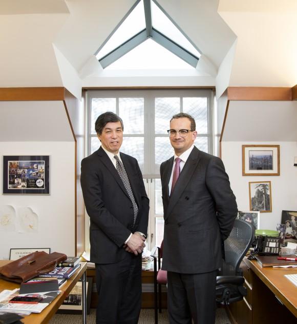 Willy C. Shih (L), Professor of Management Practice and Gary P. Pisano, Professor of Business Administration at Harvard Business School in his office at Harvard University in Cambridge, Massachusetts, on Jan. 27, 2017. (Samira Bouaou/Epoch Times)