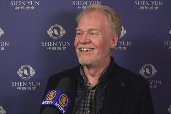 Movie and television director and producer Leif Bristow talks about Shen Yun as a means to understanding how to achieve peace in difficult times. He attended the Cleveland State Theatre on Feb. 5, 2017. (NTD Television)