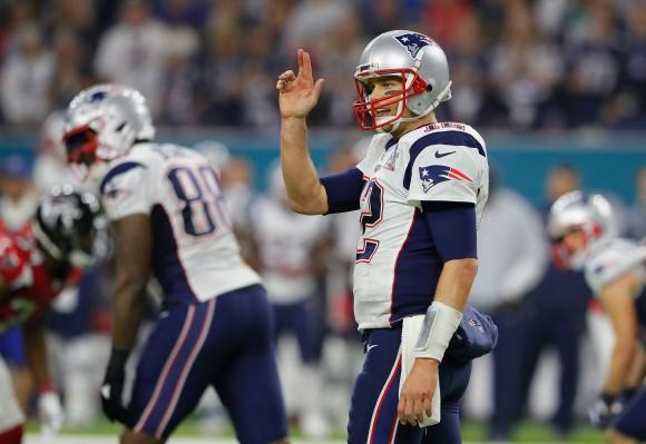 Tom Brady #12 of the New England Patriots gestures late in the game against the Atlanta Falcons during Super Bowl 51 at NRG Stadium in Houston, Texas on Feb. 5, 2017. (Kevin C. Cox/Getty Images)