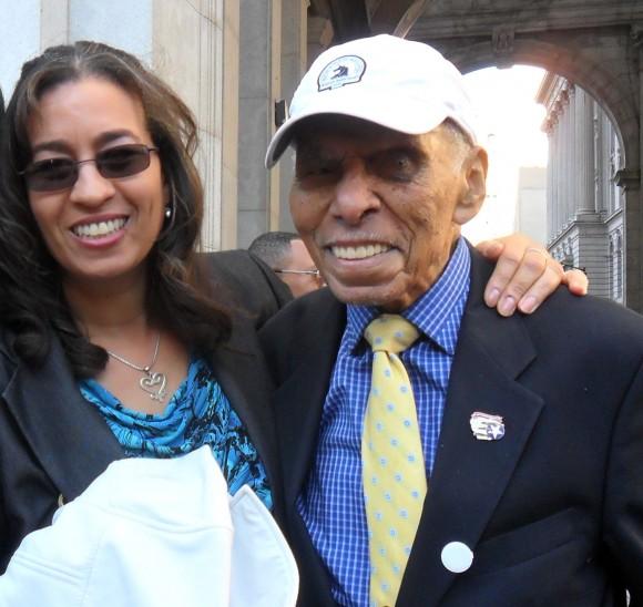 Roscoe Brown (R) and Lynda Hamilton attend the renaming event for the David N. Dinkins Municipal Building on Oct. 15, 2015. (Courtesy of Lynda Hamilton)