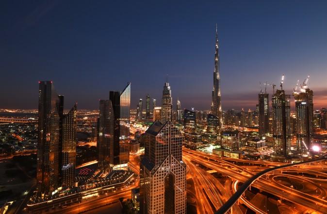 The Burj Khalifa skyscraper towers over the skyline of Dubai, United Arab Emirates, on Feb. 7. (Tom Dulat/Getty Images)