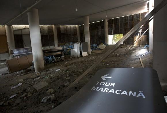 This Feb. 2, 2017 photo shows the inside of Maracana stadium in Rio de Janeiro, Brazil. The stadium was renovated for the 2014 World Cup at a cost of about $500 million, and largely abandoned after the Olympics and Paralympics, then hit by vandals who ripped out thousands of seats and stole televisions. (AP Photo/Silvia Izquierdo)