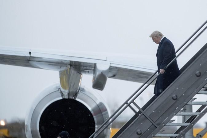 President-elect Donald Trump arrives at John Glenn Columbus International Airport in Columbus, Ohio, on Dec. 8, 2016, to meet with the families of the victims of a terrorist attack at Ohio State University. (AP Photo/Andrew Harnik)