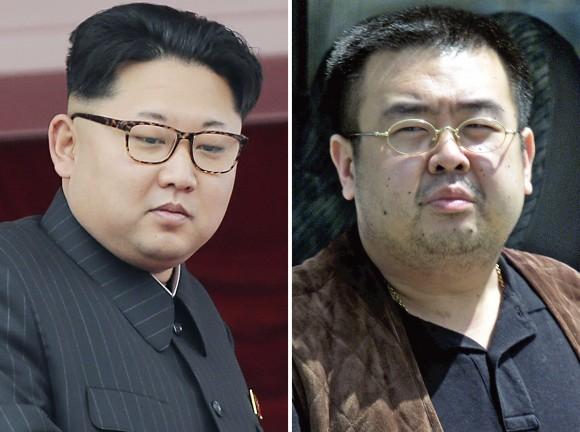 This combination of file photos shows North Korean leader Kim Jong Un, left, on May 10, 2016, in Pyongyang, North Korea, and Kim Jong Nam, right, exiled half brother of Kim Jong Un, in Narita, Japan, on May 4, 2001. (AP Photos/Wong Maye-E, Shizuo Kambayashi)