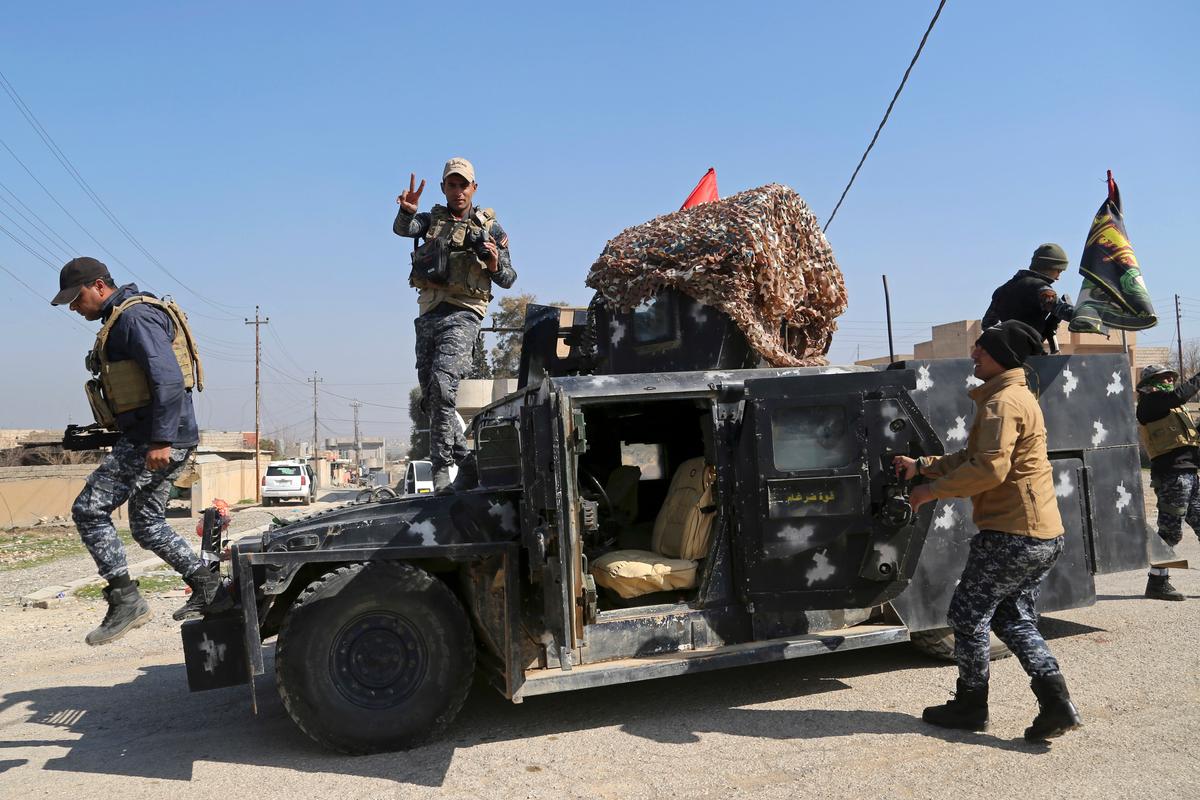 Iraqi Federal police deploy after regaining control of the town of Abu Saif, west of Mosul, Iraq on Feb. 22, 2017. (AP Photo/Khalid Mohammed)