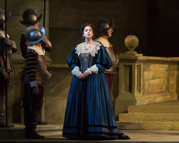 Virginie Verrez as Enrichetta, the widow of the king of England. (Marty Sohl/Metropolitan Opera)