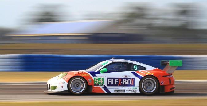 The #54 Core Autosport Porsche 911 GT3 R was quickest in GT Daytona in both morning sessions. (Chris Jasurek/Epoch Times)