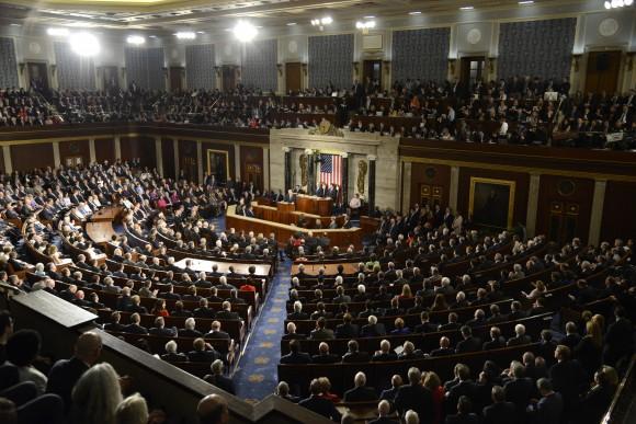 General view of the House of Representatives as President Donald J. Trump delivers his address to a joint session of Congress, at the U.S. Capitol, in Washington on Feb. 28, 2017. (MIKE THEILER/AFP/Getty Images)