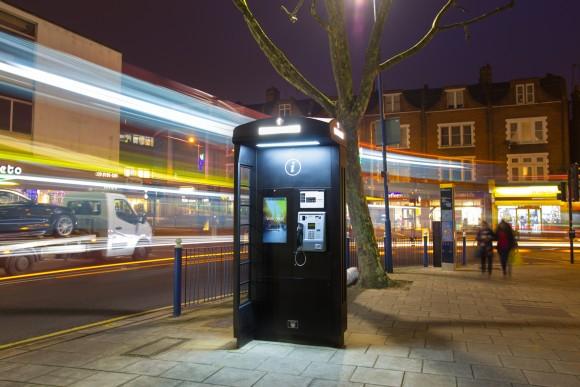 A New World Payphones phone box in Putney, west London. Most boxes have public Wi-Fi (though not the above one), which can present security risks (Courtesy New World Payphones)