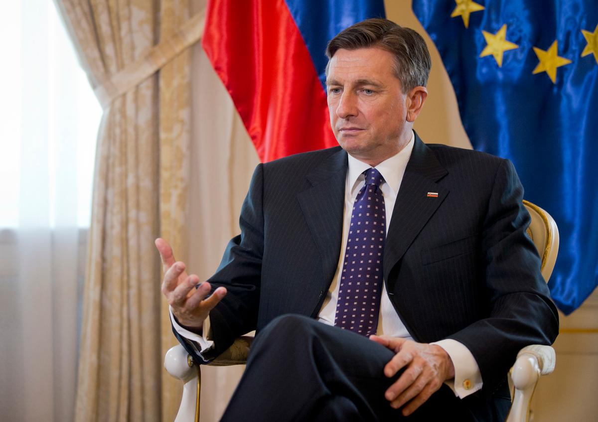 Slovenia's president Borut Pahor gestures during an interview with the Associated Press in Ljubljana, Slovenia on March 6, 2017. (AP Photo/Darko Bandic)