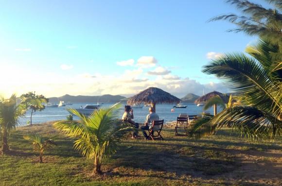 A seating area near Oualie Beach, one of the top spots to visit in both Nevis and St. Kitts. (Janna Graber)