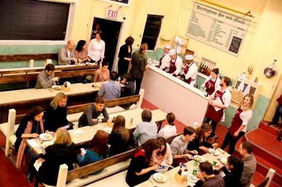 Harrington's Pie and Mash Shop, as recreated inside Barrow Street Theatre for the production of "Sweeney Todd." (Joan Marcus)