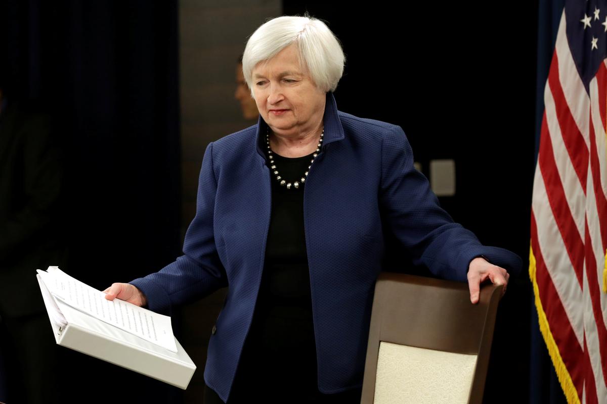 Federal Reserve Chair Janet Yellen arrives at a news conference after a two-day Federal Open Market Committee (FOMC) meeting in Washington, U.S. on March 15, 2017. (REUTERS/Yuri Gripas)