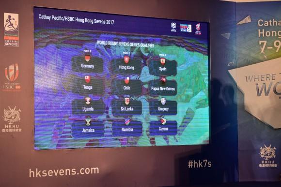 Men's Qualifier draw of Hong Kong Rugby Sevens on March 13, 2017. (Bill Cox/Epoch Times)