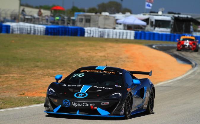Matt Plumb set third fastest lap in the Continental Tire Challenge GS class in the Compass360 McLaren in the afternoon session. The Continental Challenge series races Friday afternopon. (Chris Jasurek/Epoch Times)