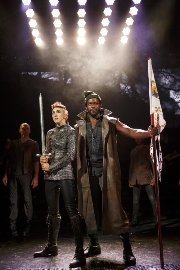 Jo Lampert and Michael James Shaw in "Joan of Arc: Into the Fire," the world premiere musical with book, music, and lyrics by David Byrne. (Joan Marcus)