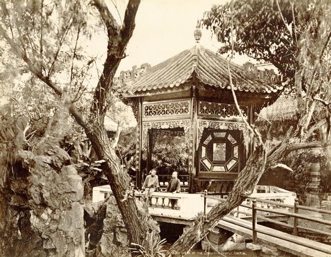 "Summer House at Longevity Temple, Canton," 1870s, by the A Chan (Ya Zhen) photography studio. Albumen silver print. (Courtesy of the Stephan Loewentheil Historical Photography of China Collection)