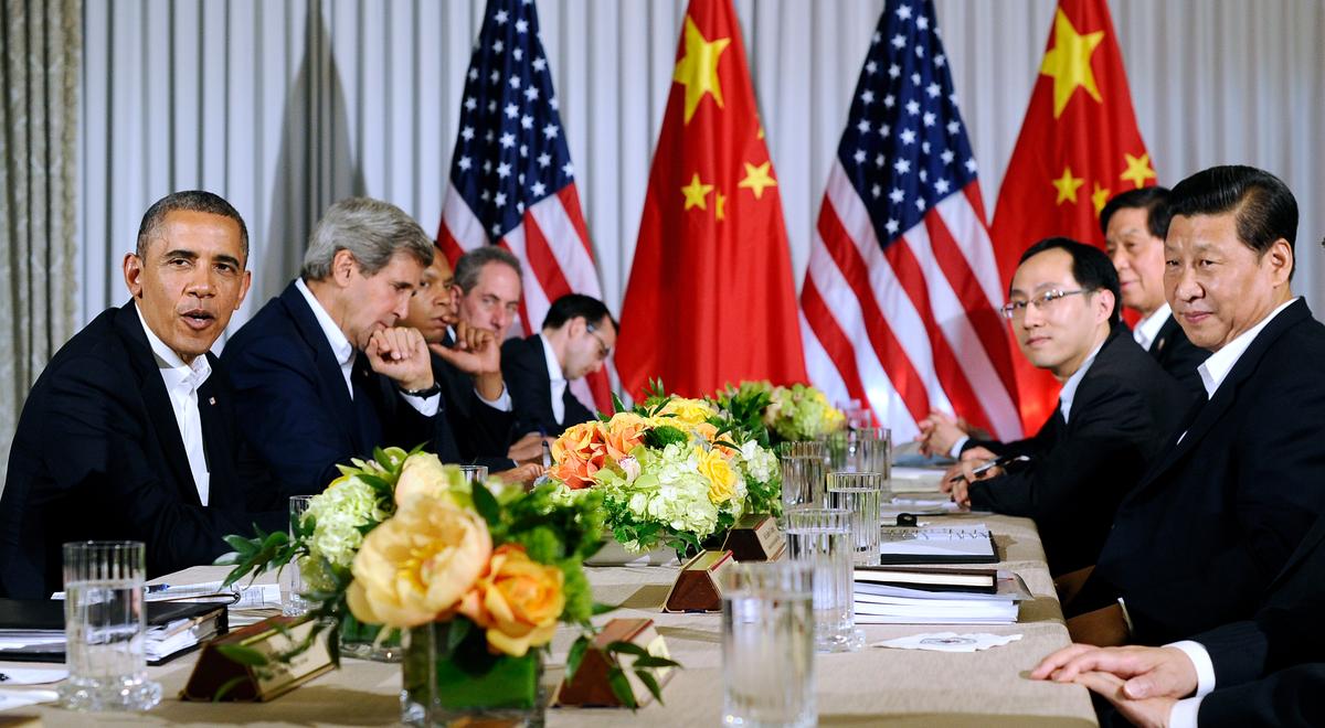 President Barack Obama speaks during a bilateral meeting with Chinese leader Xi Jinping at the Annenberg Retreat at Sunnylands in Rancho Mirage, Calif., on June 7, 2013. (JEWEL SAMAD/AFP/Getty Images)