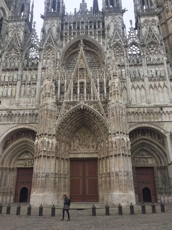Damaged over the years by war, fire, and lightning, Rouen Cathedral still stands tall above the city. (Janna Graber)