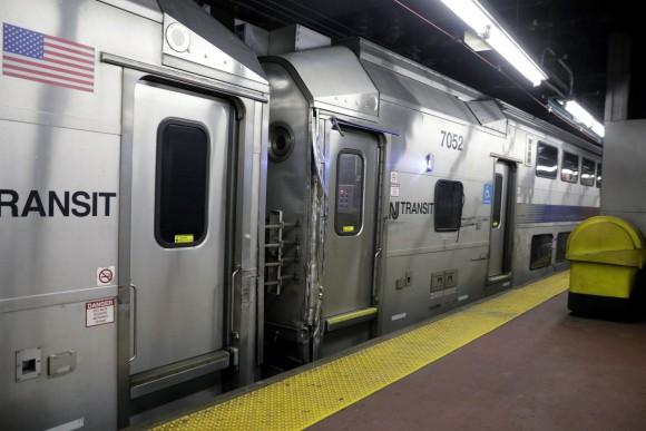 A New Jersey Transit train is pictured damaged at Penn Station in Manhattan. (REUTERS/Lucas Jackson)