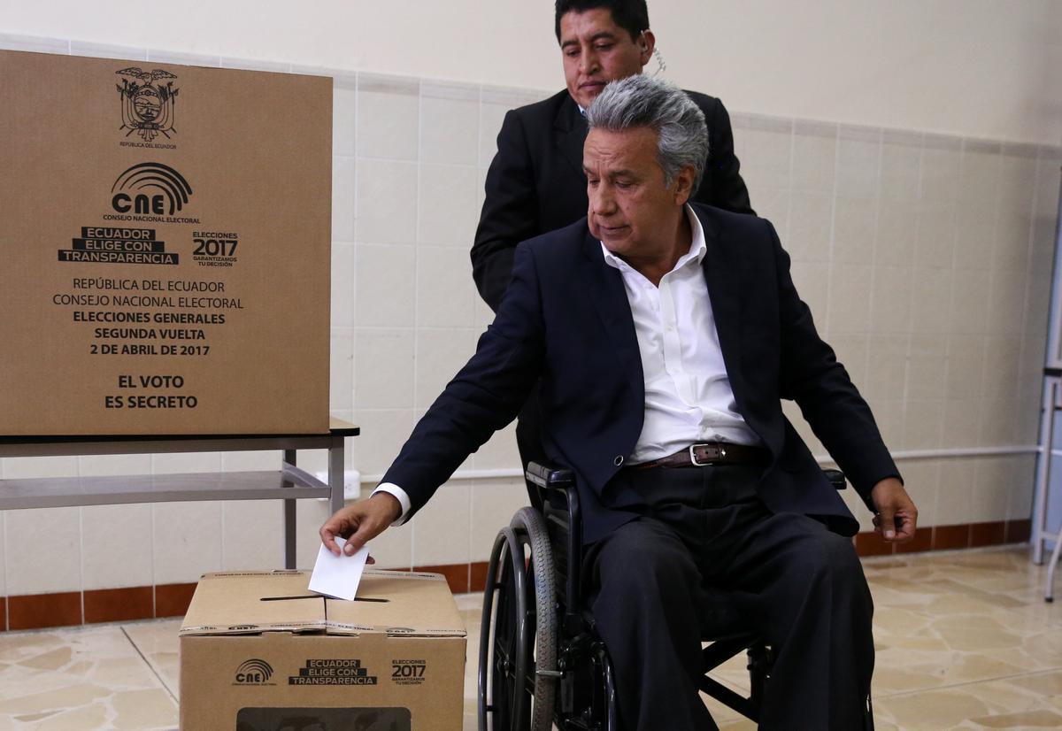 Socialist candidate Lenin Moreno casts his vote during the presidential election in Quito, Ecuador on April 2, 2017. (REUTERS/Mariana Bazo)