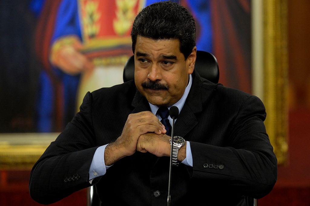 Venezuelan President Nicolas Maduro during a press conference with international media correspondents at the Miraflores Presidential Palace in Caracas on Jan. (FEDERICO PARRA/AFP/Getty Images)