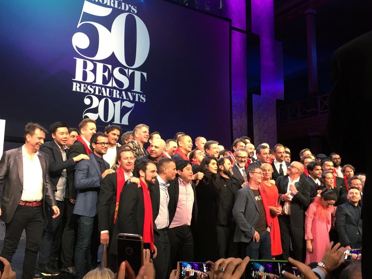 Participants pose for a group picture during the 50 Best Restaurants awards in Melbourne, Australia on April 5, 2017. (REUTERS/Sonali Paul)