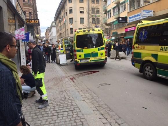 People were killed when a truck crashed into department store Ahlens on Drottninggatan, in central Stockholm, Sweden April 7, 2017. (TT News Agency/Rose-Marie Otter/via REUTERS)
