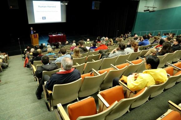 David Kilgour speaks at the screening of "Human Harvest" at the University of Ottawa on April 6, 2017. (Jonathan Ren/Epoch Times)