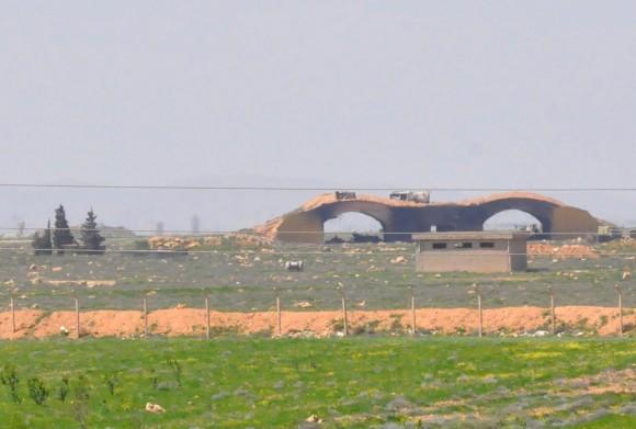 A picture taken on April 7, 2017 shows a view of the damaged Shayrat ("ash-Shairat") airfield at the Syrian government forces military base targeted earlier overnight by US Tomahawk cruise missiles, southeast of the central and third largest Syrian city of Homs.<br/>(STRINGER/AFP/Getty Images)