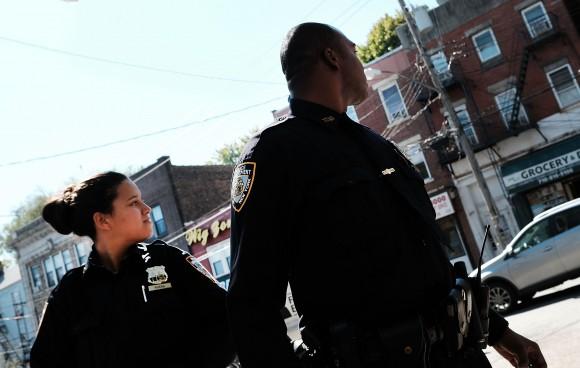 Police patrol a park in a neighborhood with a high rate of poverty and illegal drug use in New York City on Oct. 14, 2016. Staten Island, a New York City borough, is in the grip of a heroin crisis which has claimed hundreds of lives and turned some neighborhoods into drug markets. (Spencer Platt/Getty Images)
