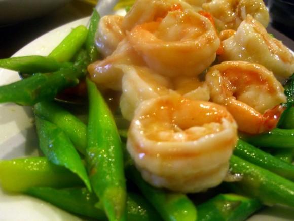 Shrimp with asparagus. (Susan Korah)