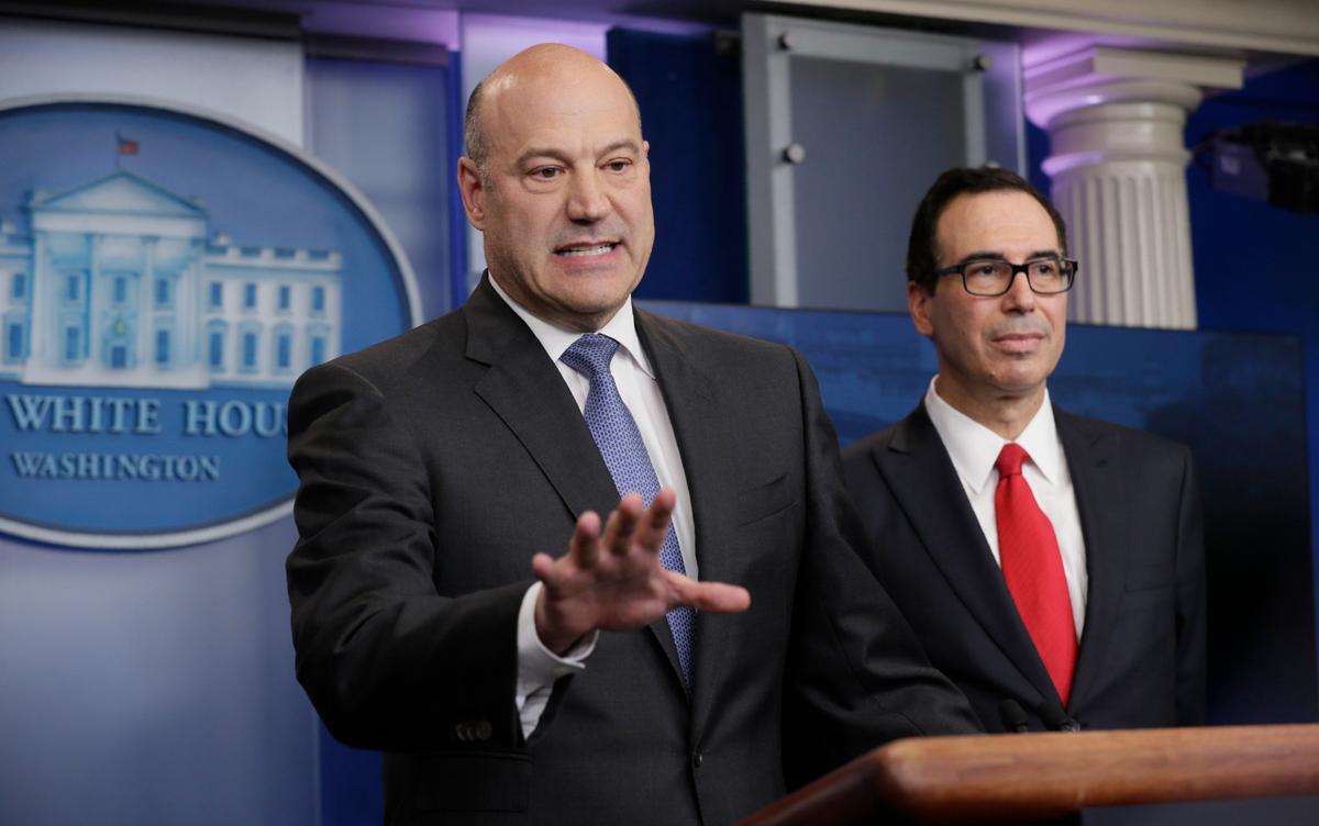 U.S. National Economic Director Gary Cohn (L) and Treasury Secretary Steven Mnuchin unveil the Trump administration's tax reform proposal in the White House briefing room in Washington on April 26, 2017. (REUTERS/Kevin Lamarque)