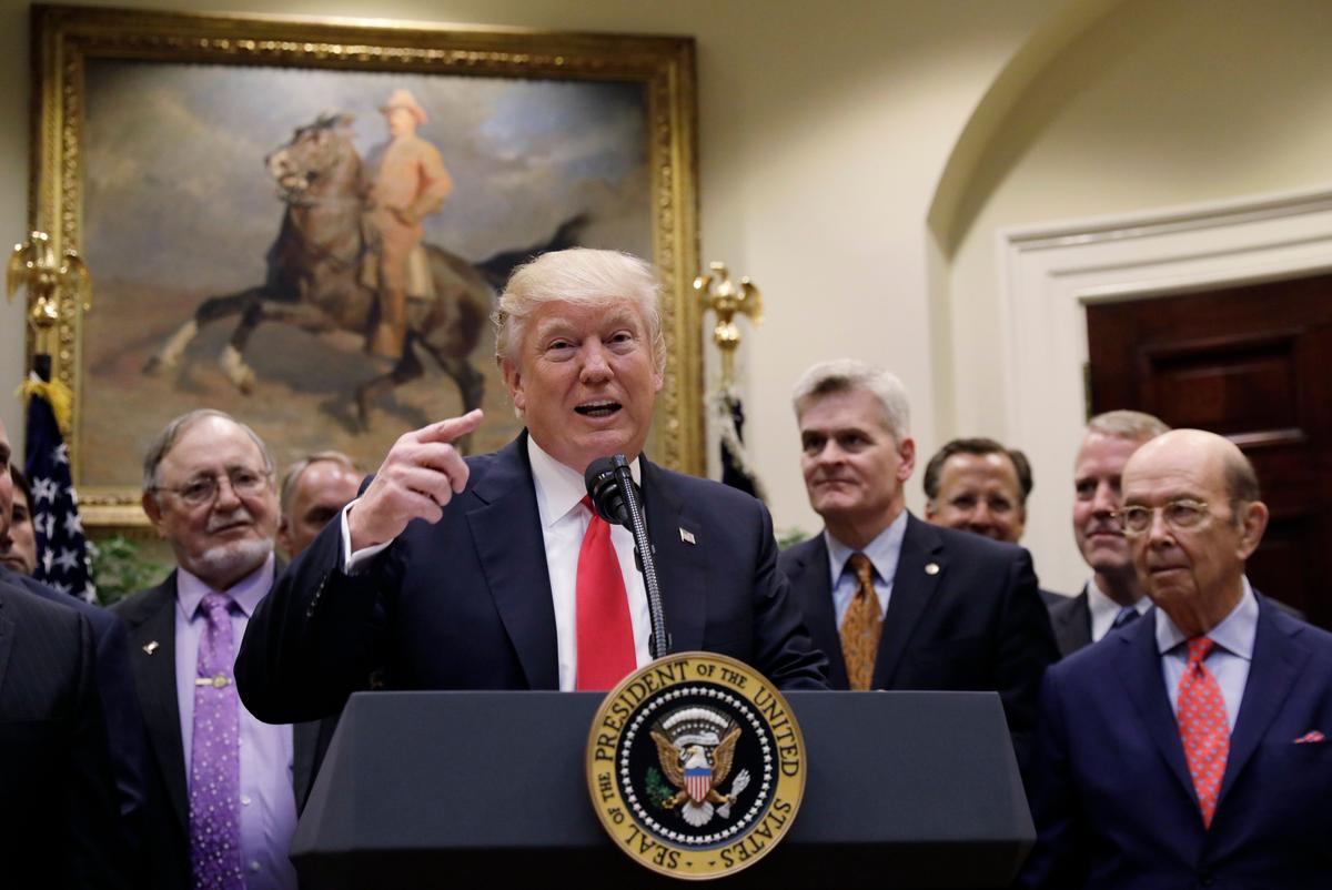 President Donald Trump speaks prior to signing an Executive Order on "Offshore Energy Strategy" at the White House in Washington on April 28, 2017. (REUTERS/Kevin Lamarque)